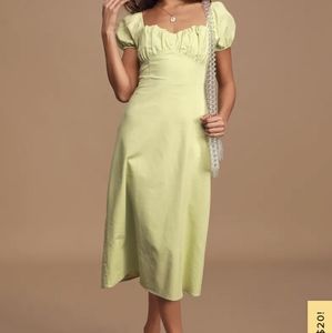 Dream of love sage screen smocked puff sleeve